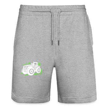Tractor Farmer Farmer Icon - Stanley/Stella Trainer Unisex Organic Jogging Shorts - heather grey - Front - Nik (191cm) & Marisol (170cm)