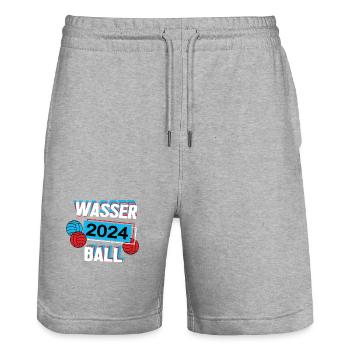 Wasserball 2024 Wasserballer Wasserballspieler - Stanley/Stella Unisex Bio Joggingshorts Trainer  - Grau meliert - Vorne - Nik (191cm) & Marisol (170cm)