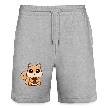 Écureuil - Short de jogging bio TRAINER Stanley/Stella unisexe - gris chiné - Devant - Nik (191cm) & Marisol (170cm)