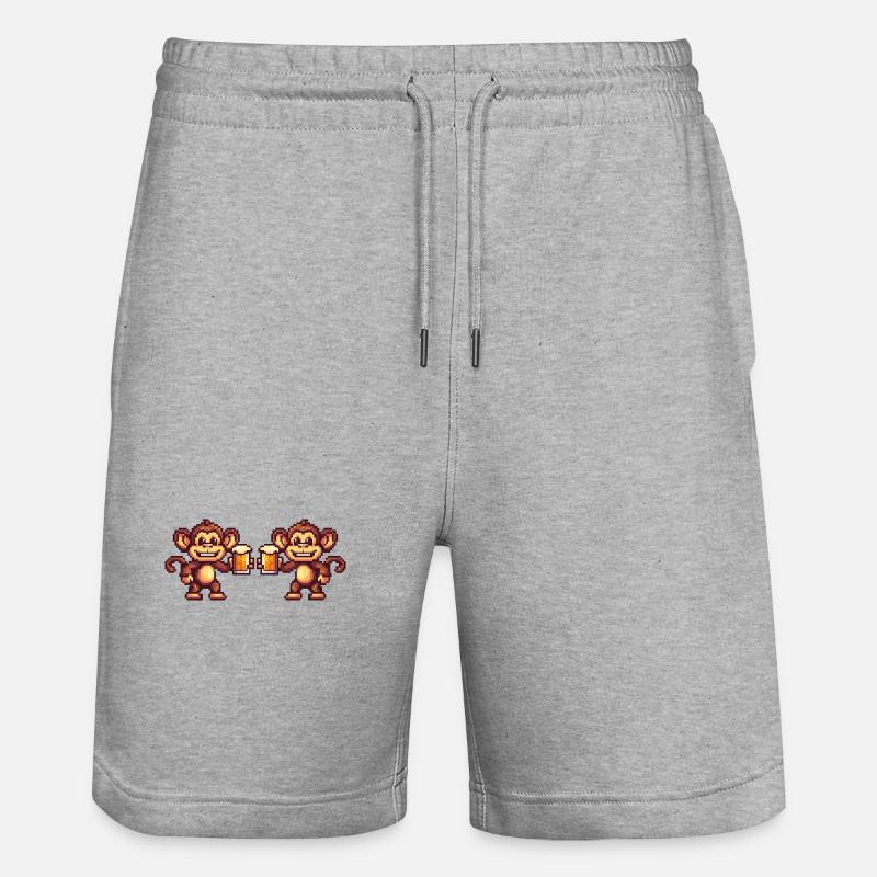 Affe Team Bier Party - Stanley/Stella Unisex Bio Joggingshorts Trainer  - Grau meliert