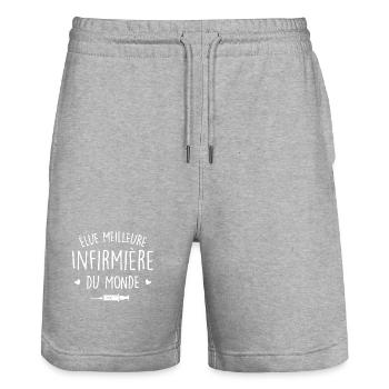 élue meilleure infirmière du monde - Short de jogging bio TRAINER Stanley/Stella unisexe - gris chiné - Devant - Nik (191cm) & Marisol (170cm)