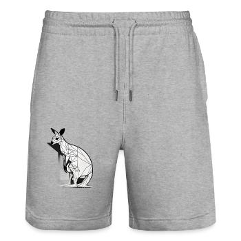 Kangaroo - Stanley/Stella Trainer Unisex Organic Jogging Shorts - heather grey - Front - Nik (191cm) & Marisol (170cm)