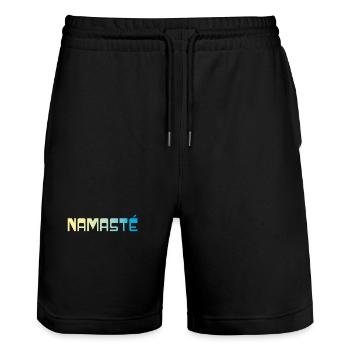 Yoga Shirt Namaste / Verlauf gelb blau - Stanley/Stella Unisex Bio Joggingshorts Trainer  - Schwarz - Vorne - Nik (191cm) & Marisol (170cm)