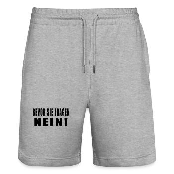 Bevor Sie Fragen Nein! - Stanley/Stella Unisex Bio Joggingshorts Trainer  - Grau meliert - Vorne - Nik (191cm) & Marisol (170cm)