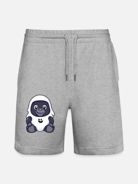 Gorilla Halloween Comic Ghost - Stanley/Stella Trainer Unisex Organic Jogging Shorts - heather grey