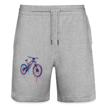 Psychedelisches Downhill-Bike – Tropfender Neon-St - Stanley/Stella Unisex Bio Joggingshorts Trainer  - Grau meliert - Vorne - Nik (191cm) & Marisol (170cm)