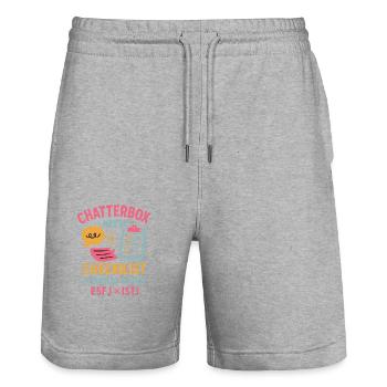 ESFJ × ISTJ – Chatterbox meets checklist - Stanley/Stella Trainer Unisex Organic Jogging Shorts - heather grey - Front - Nik (191cm) & Marisol (170cm)