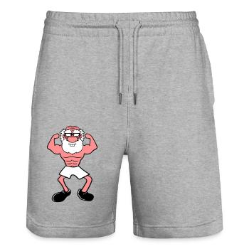 alt opa grossvater hornbrille bart bodybuilder sta - Stanley/Stella Unisex Bio Joggingshorts Trainer  - Grau meliert - Vorne - Nik (191cm) & Marisol (170cm)