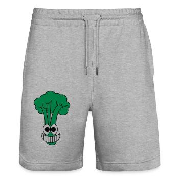 Happy broccoli - Stanley/Stella Trainer Unisex Organic Jogging Shorts - heather grey - Front - Nik (191cm) & Marisol (170cm)