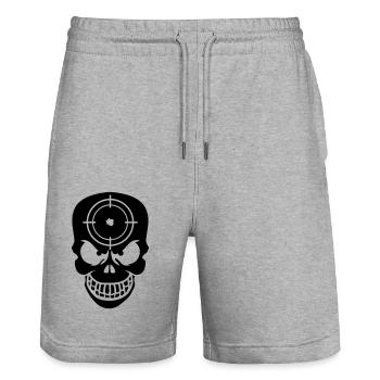 Evil Skull With Target - Stanley/Stella Trainer Unisex Organic Jogging Shorts - heather grey - Front - Nik (191cm) & Marisol (170cm)