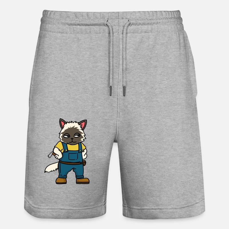 Artisans chantier Charpentier Métiers Chat - Short de jogging bio TRAINER Stanley/Stella unisexe - gris chiné