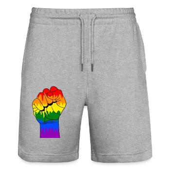 Schwule Faust - Stanley/Stella Unisex Bio Joggingshorts Trainer  - Grau meliert - Vorne - Nik (191cm) & Marisol (170cm)