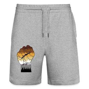 Bärenfaust - Stanley/Stella Unisex Bio Joggingshorts Trainer  - Grau meliert - Vorne - Nik (191cm) & Marisol (170cm)