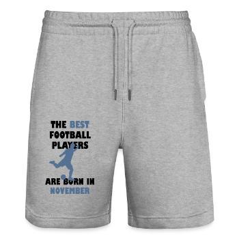 Fußballspieler Fußball Trainer Geschenk November - Stanley/Stella Unisex Bio Joggingshorts Trainer  - Grau meliert - Vorne - Nik (191cm) & Marisol (170cm)