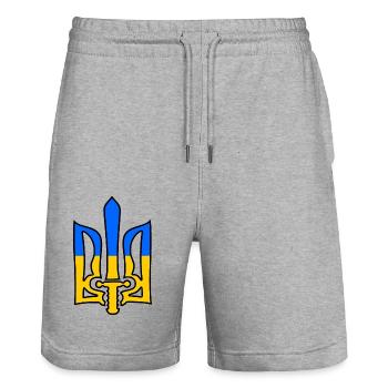 Ukraine - Stanley/Stella Unisex Bio Joggingshorts Trainer  - Grau meliert - Vorne - Nik (191cm) & Marisol (170cm)