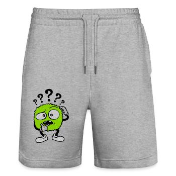 Fragezeichen skeptisches Gesicht Comic - Stanley/Stella Unisex Bio Joggingshorts Trainer  - Grau meliert - Vorne - Nik (191cm) & Marisol (170cm)