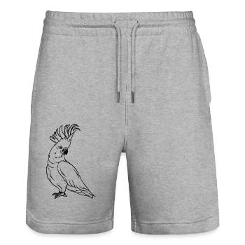 Kakadu Portrait Vogel Zeichnung - Stanley/Stella Unisex Bio Joggingshorts Trainer  - Grau meliert - Vorne - Nik (191cm) & Marisol (170cm)
