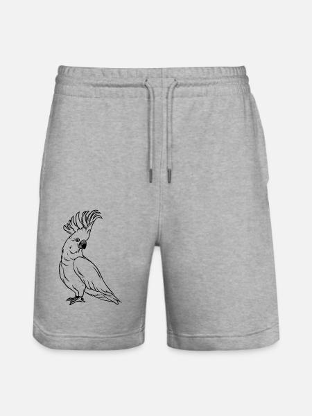 Kakadu Portrait Bird Drawing - Stanley/Stella Trainer Unisex Organic Jogging Shorts - heather grey