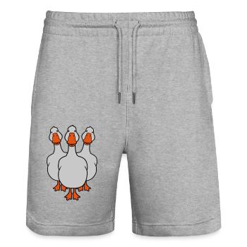 Équipe mignonne oies équipage - Short de jogging bio TRAINER Stanley/Stella unisexe - gris chiné - Devant - Nik (191cm) & Marisol (170cm)