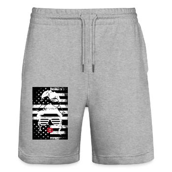 Frau Kussmund amerikanische Fahne Poster - Stanley/Stella Unisex Bio Joggingshorts Trainer  - Grau meliert - Vorne - Nik (191cm) & Marisol (170cm)