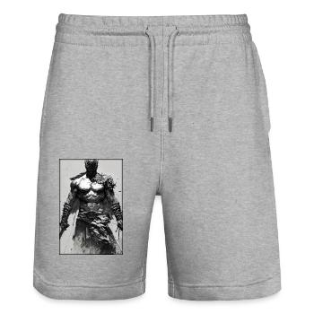 Warrior Sword Vintage Black White 4 - Stanley/Stella Trainer Unisex Organic Jogging Shorts - heather grey - Front - Nik (191cm) & Marisol (170cm)