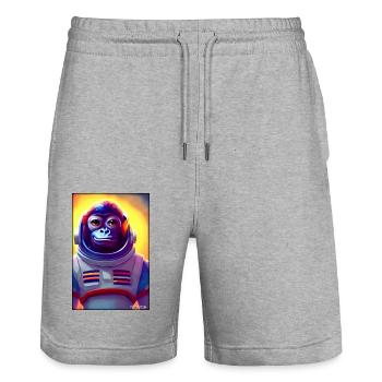 Monkey Animal Astronaut Space Space Universe 5 - Stanley/Stella Trainer Unisex Organic Jogging Shorts - heather grey - Front - Nik (191cm) & Marisol (170cm)