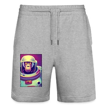 Monkey Animal Astronaut Space Space Universe 8 - Stanley/Stella Trainer Unisex Organic Jogging Shorts - heather grey - Front - Nik (191cm) & Marisol (170cm)