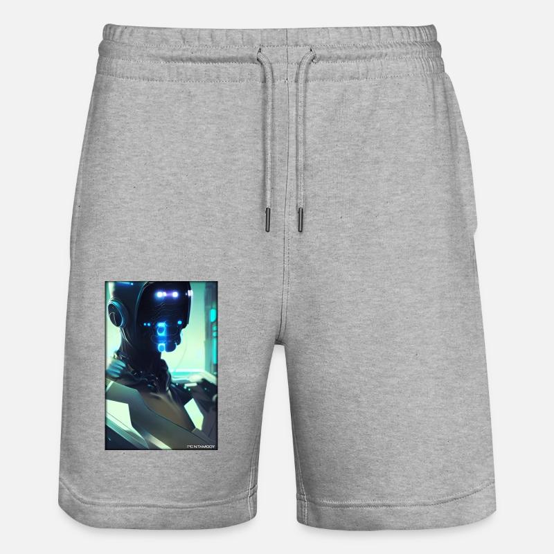 Robot Future Science Sci-Fi Machine - Stanley/Stella Trainer Unisex Organic Jogging Shorts - heather grey