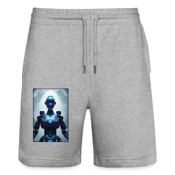 Roboter Zukunft Wissenschaft Sci-Fi Maschine - Stanley/Stella Unisex Bio Joggingshorts Trainer  - Grau meliert - Vorne - Nik (191cm) & Marisol (170cm)
