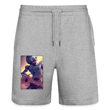Roboter Gitarre Gitarrist Zukunft Musik Musiker - Stanley/Stella Unisex Bio Joggingshorts Trainer  - Grau meliert - Vorne - Nik (191cm) & Marisol (170cm)