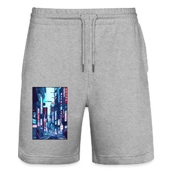 Tokyo City City Cyber Punk Future Sci-Fi Asie - Short de jogging bio TRAINER Stanley/Stella unisexe - gris chiné - Devant - Nik (191cm) & Marisol (170cm)