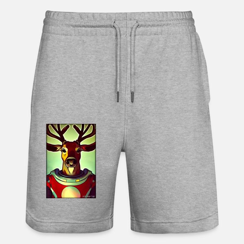 Reindeer Astronaut Future Sci-Fi Technology - Stanley/Stella Trainer Unisex Organic Jogging Shorts - heather grey
