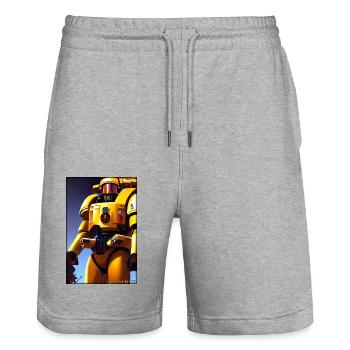 Kampfbot Roboter Supersoldat Maschine Krieger - Stanley/Stella Unisex Bio Joggingshorts Trainer  - Grau meliert - Vorne - Nik (191cm) & Marisol (170cm)