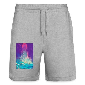 Castle Castle Fortress Architecture Landscape - Stanley/Stella Trainer Unisex Organic Jogging Shorts - heather grey - Front - Nik (191cm) & Marisol (170cm)