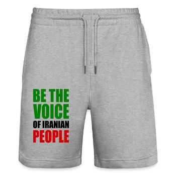 Be the voice of iranian people - Stanley/Stella Trainer Unisex Organic Jogging Shorts - heather grey - Front - Nik (191cm) & Marisol (170cm)