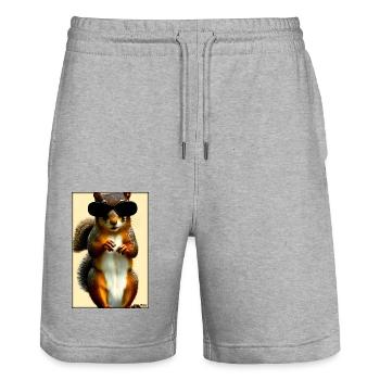 Eichhörnchen Sonnenbrille Wildtier Waldtier Wald - Stanley/Stella Unisex Bio Joggingshorts Trainer  - Grau meliert - Vorne - Nik (191cm) & Marisol (170cm)