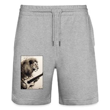 Lion Guitare Wildlife Musicien Big Cat Zoo Nature - Short de jogging bio TRAINER Stanley/Stella unisexe - gris chiné - Devant - Nik (191cm) & Marisol (170cm)