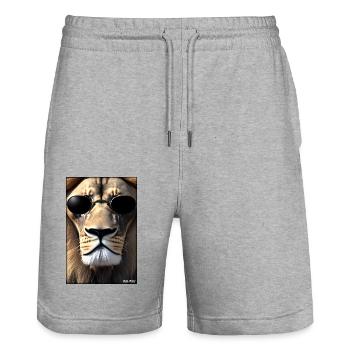 Lunettes de soleil Lion Big Cat Animal sauvage Tête de lion - Short de jogging bio TRAINER Stanley/Stella unisexe - gris chiné - Devant - Nik (191cm) & Marisol (170cm)