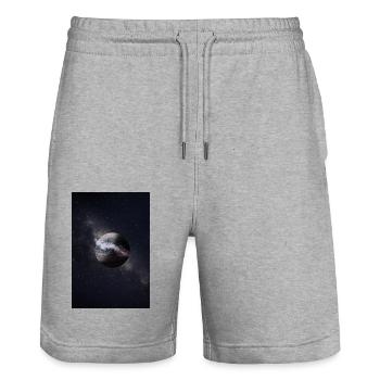 Planet in the nebula Weltraum Galaxie - Stanley/Stella Unisex Bio Joggingshorts Trainer  - Grau meliert - Vorne - Nik (191cm) & Marisol (170cm)