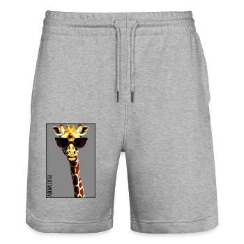 Girafe Lunettes de soleil Animaux sauvages Zoo Safari - Short de jogging bio TRAINER Stanley/Stella unisexe - gris chiné - Devant - Nik (191cm) & Marisol (170cm)