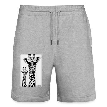 Girafe Lunettes de soleil Animaux sauvages Zoo Safari - Short de jogging bio TRAINER Stanley/Stella unisexe - gris chiné - Devant - Nik (191cm) & Marisol (170cm)