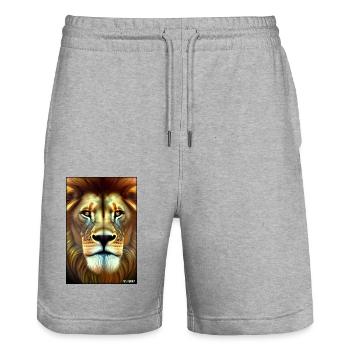 Lion Big Cat Wild Animal Lion's Head Lion's Mane Animal - Stanley/Stella Trainer Unisex Organic Jogging Shorts - heather grey - Front - Nik (191cm) & Marisol (170cm)