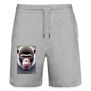 Monkey Wildlife Monkey Head Wildlife Zoo Safari Animals - Stanley/Stella Trainer Unisex Organic Jogging Shorts - heather grey - Front - Nik (191cm) & Marisol (170cm)