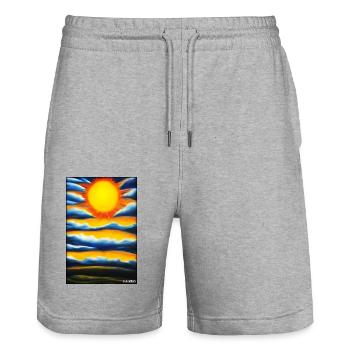 Sun Summer Nature Holiday Sunshine Sunlight - Stanley/Stella Trainer Unisex Organic Jogging Shorts - heather grey - Front - Nik (191cm) & Marisol (170cm)