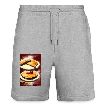 Pfannkuchen Frühstück Lecker Essen Backen Speise - Stanley/Stella Unisex Bio Joggingshorts Trainer  - Grau meliert - Vorne - Nik (191cm) & Marisol (170cm)