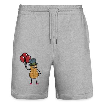 Peanut Birthday Gift Balloons Enfants - Short de jogging bio TRAINER Stanley/Stella unisexe - gris chiné - Devant - Nik (191cm) & Marisol (170cm)