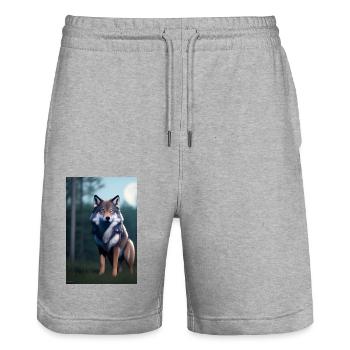 Wolf und Mond - Stanley/Stella Unisex Bio Joggingshorts Trainer  - Grau meliert - Vorne - Nik (191cm) & Marisol (170cm)
