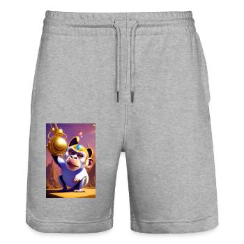 Singe cool - Short de jogging bio TRAINER Stanley/Stella unisexe - gris chiné - Devant - Nik (191cm) & Marisol (170cm)