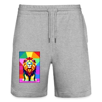 Leo Polygon Rainbow Colorful Wilderness Wildlife - Stanley/Stella Trainer Unisex Organic Jogging Shorts - heather grey - Front - Nik (191cm) & Marisol (170cm)