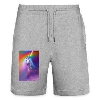 Unicorn - Stanley/Stella Trainer Unisex Organic Jogging Shorts - heather grey - Front - Nik (191cm) & Marisol (170cm)